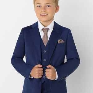 Boys blue Roco modern fit 3 piece suit